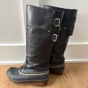 Sz 7.5 Sorel Women’s Slimpack II Tall Riding Boot- Waterproof in Black Learhet